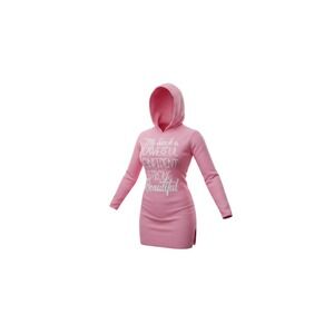 Popular Sports Hooded Mini Dress Womens L Pink Graphic Long Sleeve Hoodie